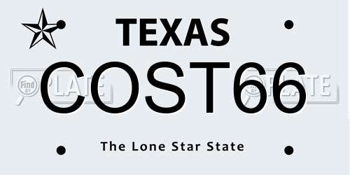 COST66 Texas License Plate