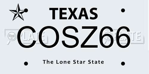 COSZ66 Texas License Plate