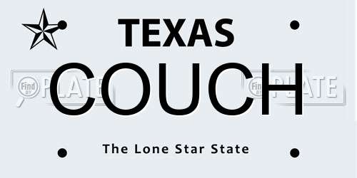 COUCH Texas License Plate