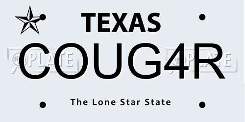 COUG4R Texas License Plate