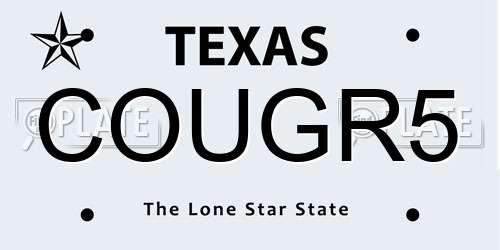 COUGR5 Texas License Plate
