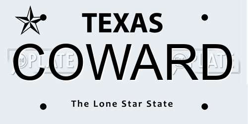 COWARD Texas License Plate