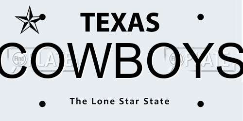 COWBOYS Texas License Plate