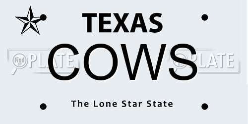 COWS Texas License Plate