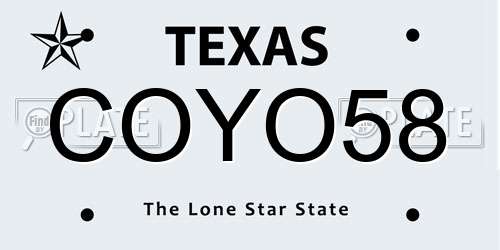 COYO58 Texas License Plate
