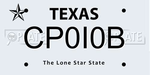 CP0I0B Texas License Plate