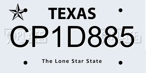 CP1D885 Texas License Plate
