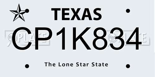 CP1K834 Texas License Plate