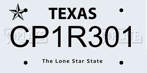 CP1R301 Texas License Plate