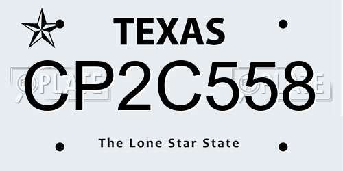 CP2C558 Texas License Plate