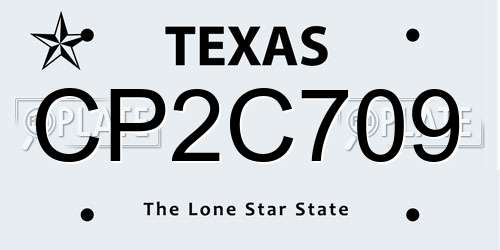 CP2C709 Texas License Plate