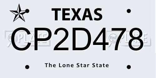 CP2D478 Texas License Plate