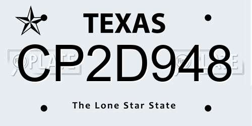 CP2D948 Texas License Plate