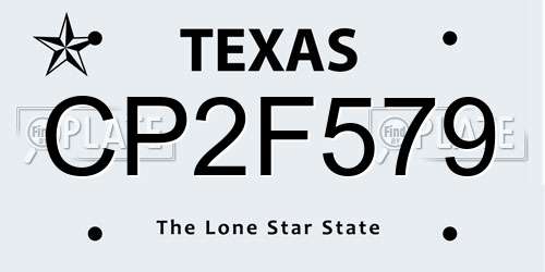 CP2F579 Texas License Plate