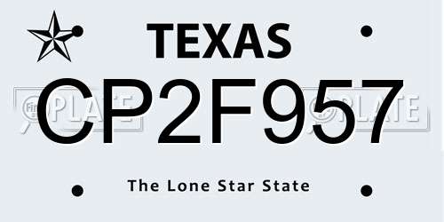 CP2F957 Texas License Plate
