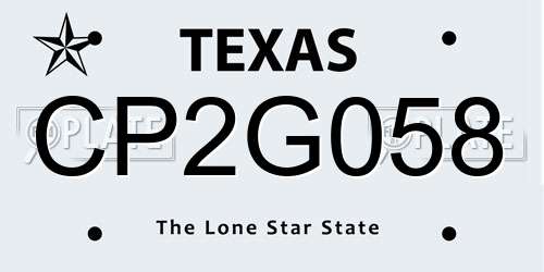 CP2G058 Texas License Plate