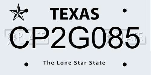 CP2G085 Texas License Plate