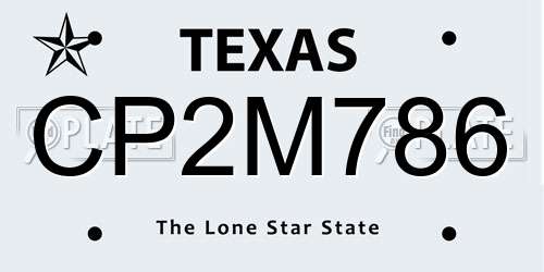 CP2M786 Texas License Plate