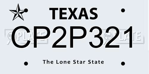 CP2P321 Texas License Plate