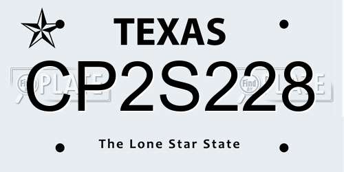 CP2S228 Texas License Plate