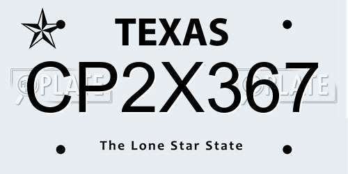 CP2X367 Texas License Plate