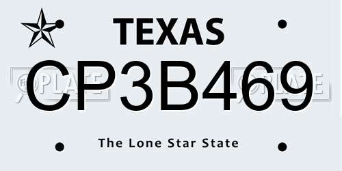 CP3B469 Texas License Plate