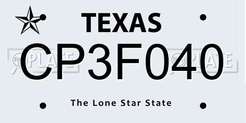 CP3F040 Texas License Plate