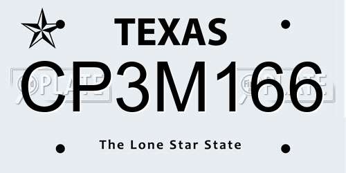 CP3M166 Texas License Plate