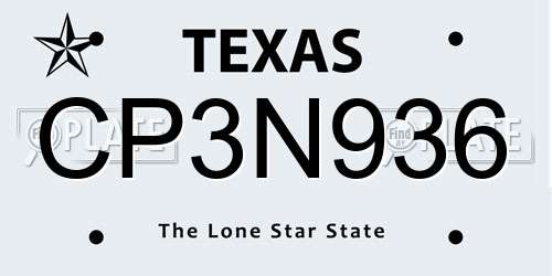 CP3N936 Texas License Plate