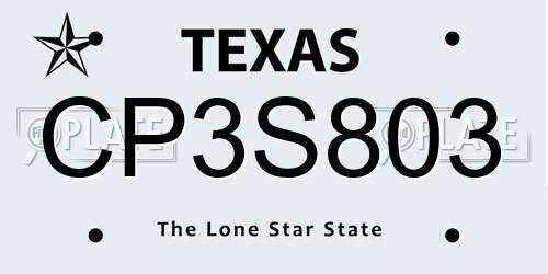 CP3S803 Texas License Plate