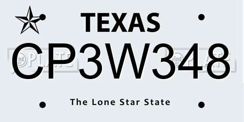 CP3W348 Texas License Plate