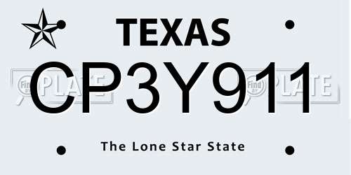 CP3Y911 Texas License Plate
