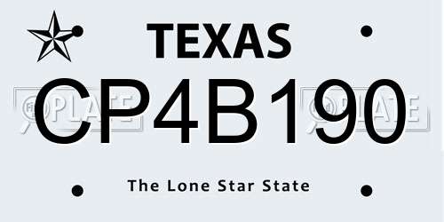 CP4B190 Texas License Plate
