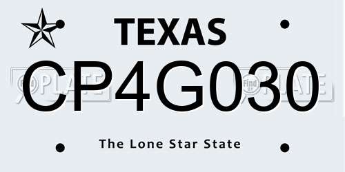 CP4G030 Texas License Plate