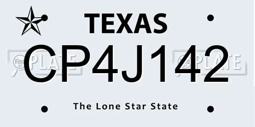 CP4J142 Texas License Plate