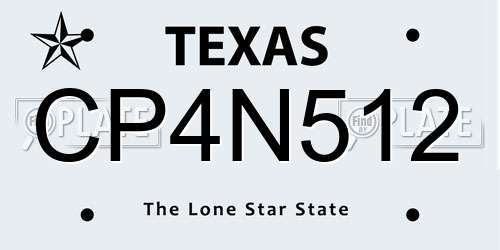 CP4N512 Texas License Plate