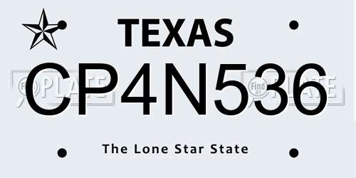 CP4N536 Texas License Plate