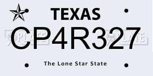 CP4R327 Texas License Plate