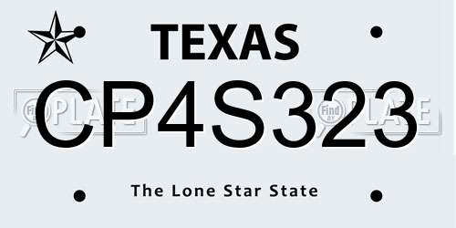 CP4S323 Texas License Plate
