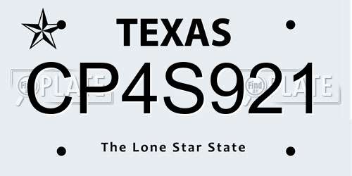 CP4S921 Texas License Plate