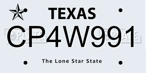 CP4W991 Texas License Plate