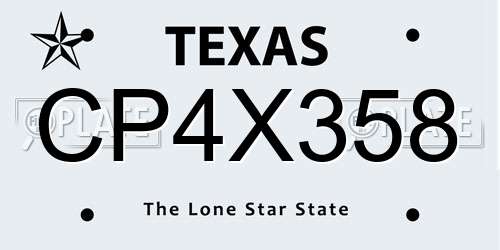 CP4X358 Texas License Plate