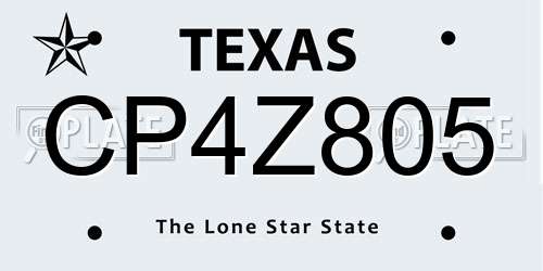 CP4Z805 Texas License Plate