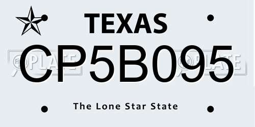 CP5B095 Texas License Plate