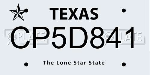 CP5D841 Texas License Plate
