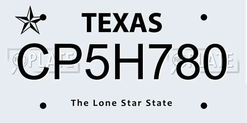 CP5H780 Texas License Plate