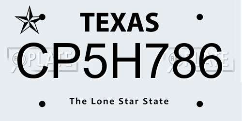 CP5H786 Texas License Plate