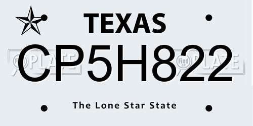 CP5H822 Texas License Plate