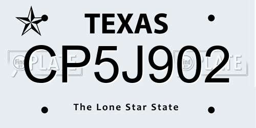 CP5J902 Texas License Plate