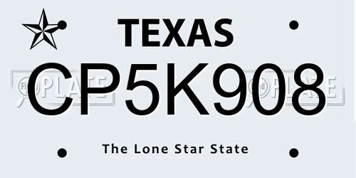 CP5K908 Texas License Plate